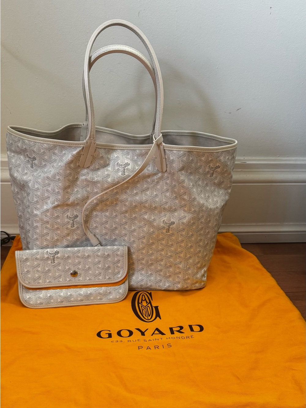 Goyard White Saint Louis Tote with Matching Pouch